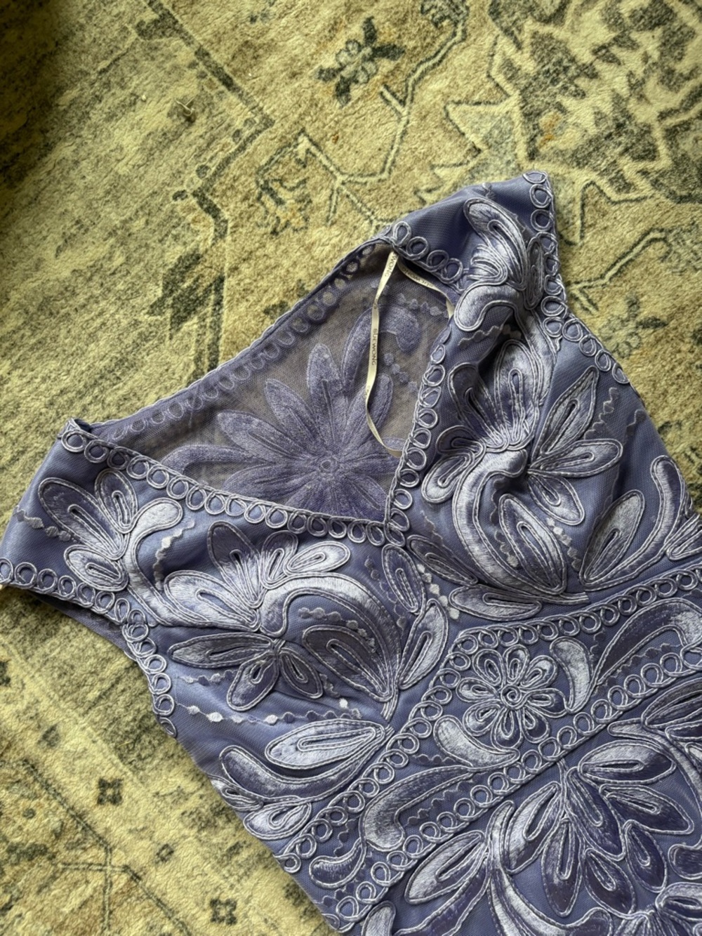 Vintage Y2K 90s Sue Wong purple cocktail dress intricate embroidery size 2 - Picture 3 of 12
